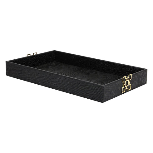 Black Croc Leather Tray Geo